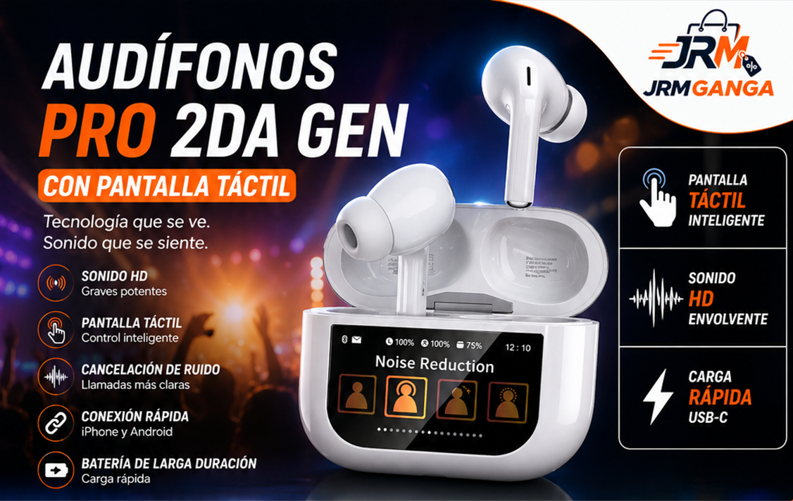 Audífonos inalámbricos con Bluetooth, cancelación de ruido y Pantalla táctil Serie 2 Pro