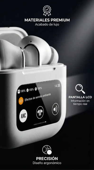 Audífonos inalámbricos con Bluetooth, cancelación de ruido y Pantalla táctil Serie 2 Pro